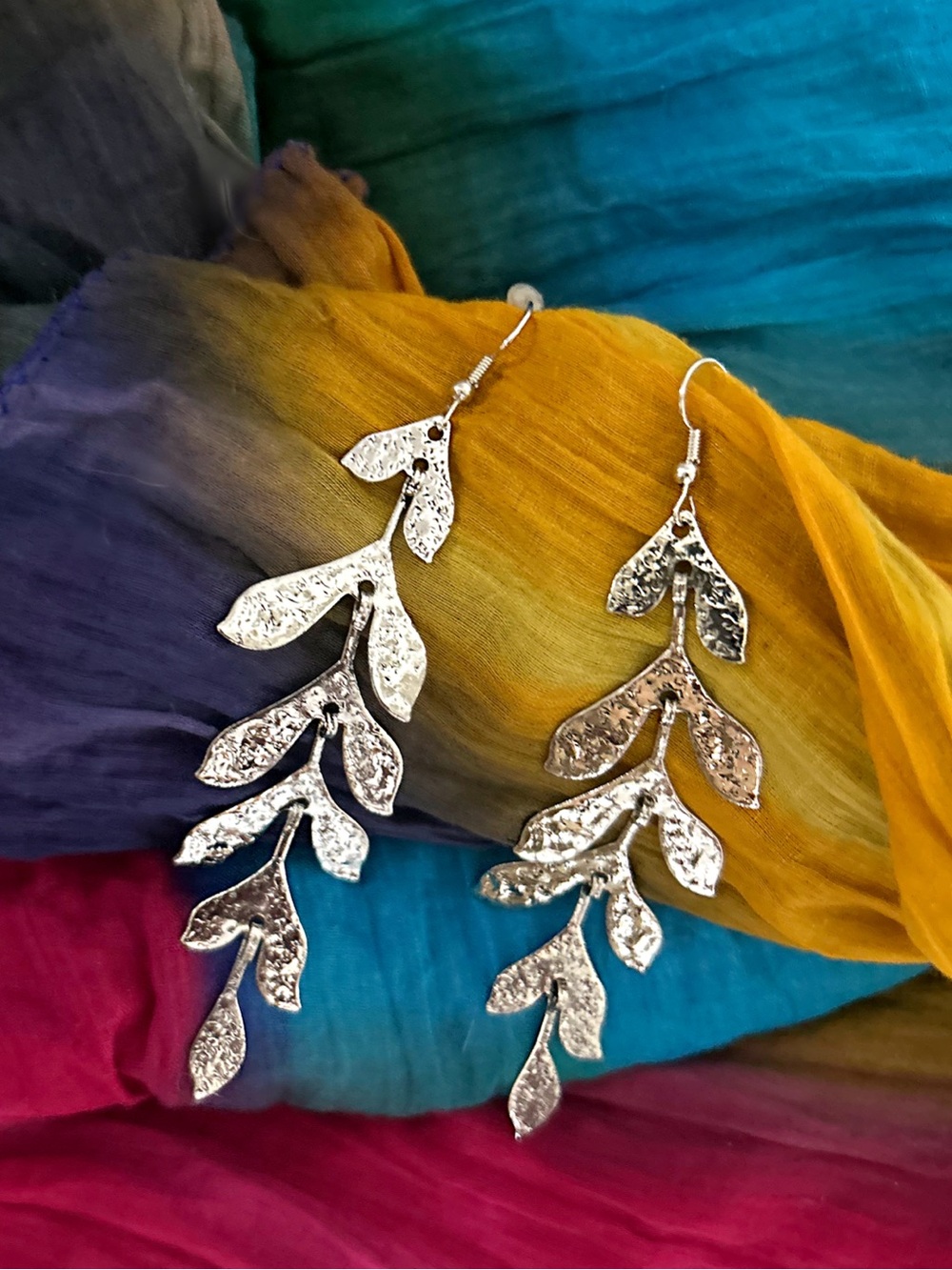 Beautiful Silver Leaf Cascade Drop Earrings - Women Jewelry